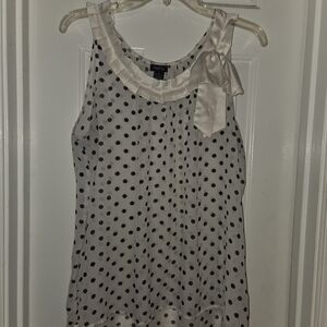 Rue 21 Polka Dot Sleeveless Semi-Sheer Top with Bow Accent Size XL Blouse